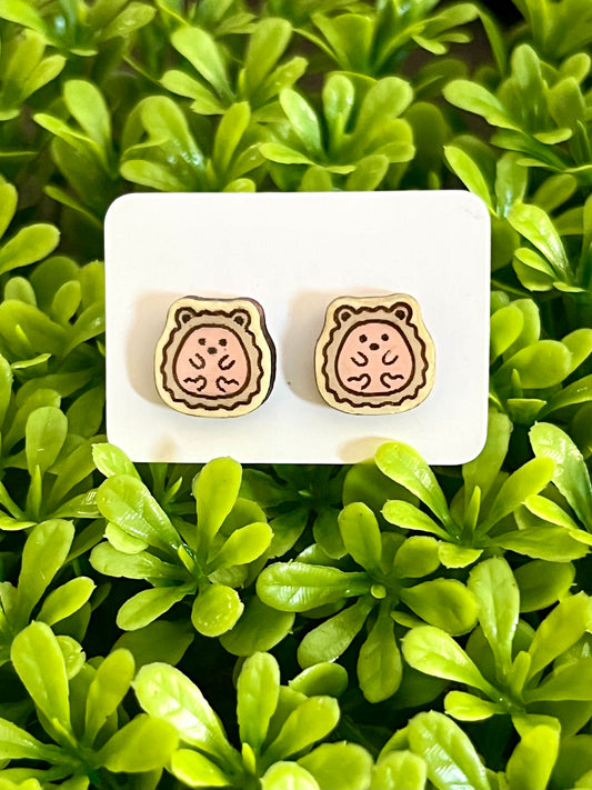 Hedgehog Stud Earrings (Pink)