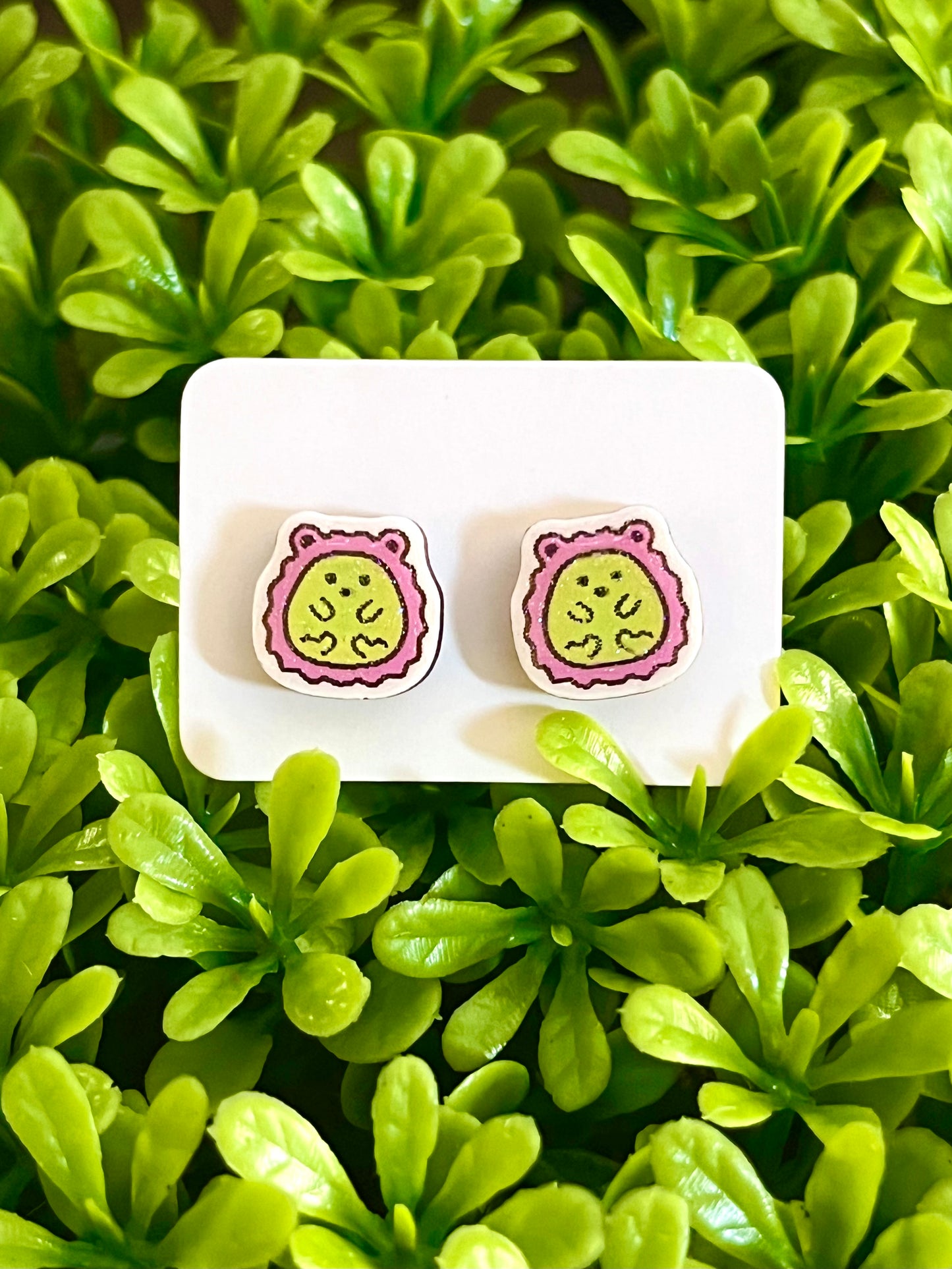 Hedgehog Stud Earrings (Green)