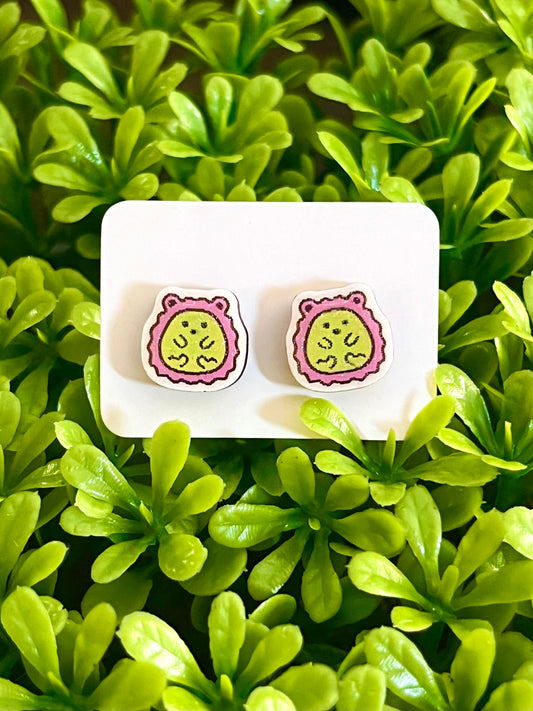 Hedgehog Stud Earrings (Green)