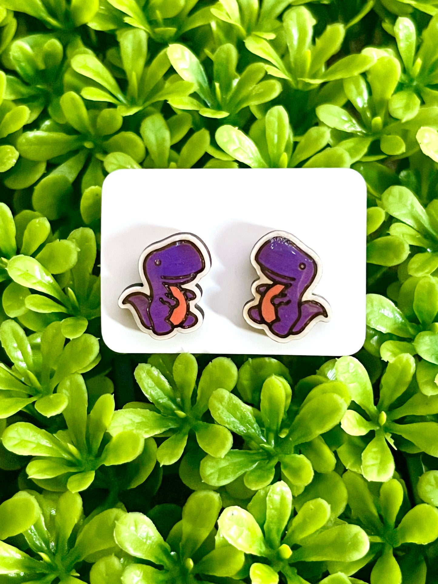 T-Rex Stud Earrings (Purple)