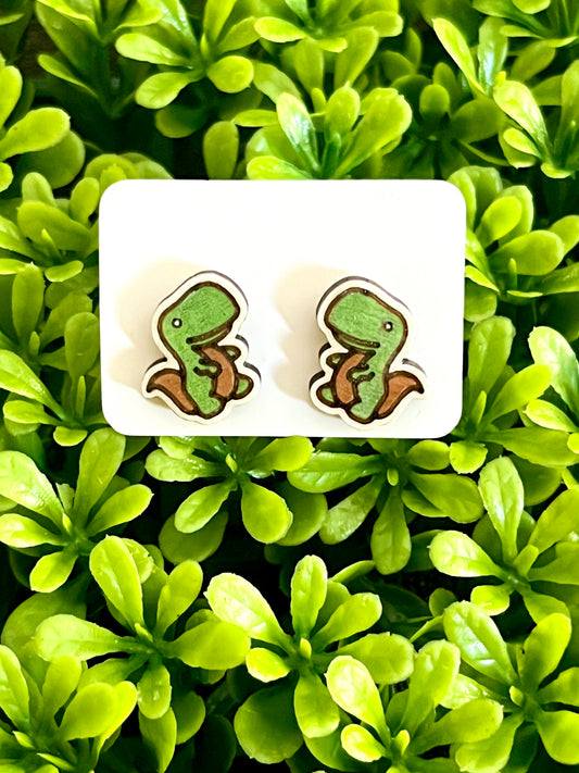 T-Rex Stud Earrings (Green)
