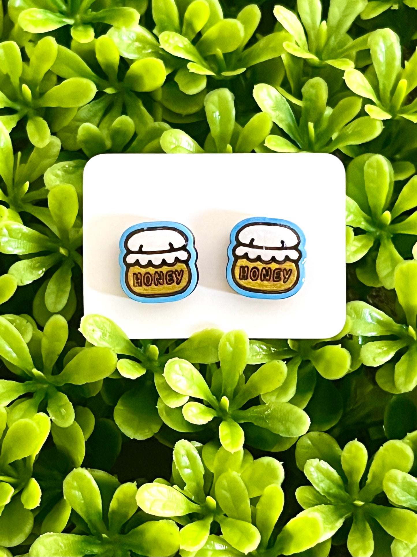 Honey Pot Stud Earrings (Blue Gold)